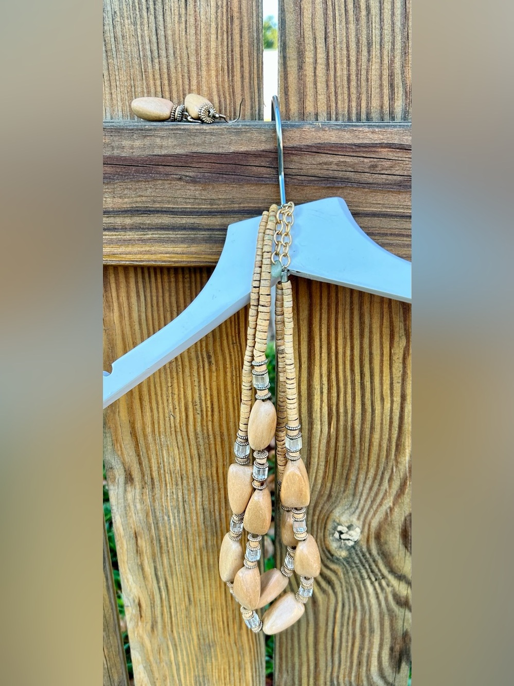 Vintage wooden necklace & Earrings Matching Bohemian